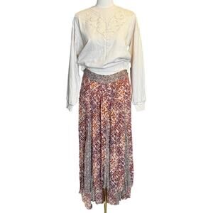 Free People Show You Off Skirt in Reptile Print High Low Boho Maxi Size Medium